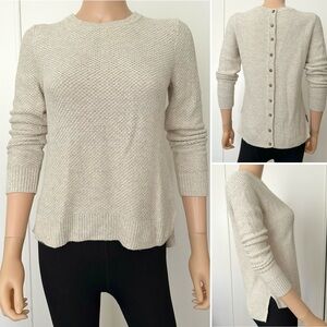 MADEWELL Backroad Button Back Sweater Beige Cream Tan XS Textured Knit Top